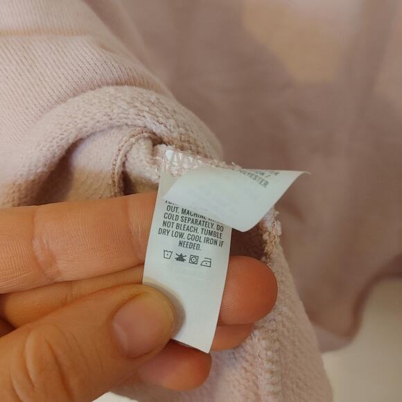 Areie Size Medium M Light Pink Raw Hem Sweatshirt Long Sleeve Top Casual Comfy - Picture 11 of 11